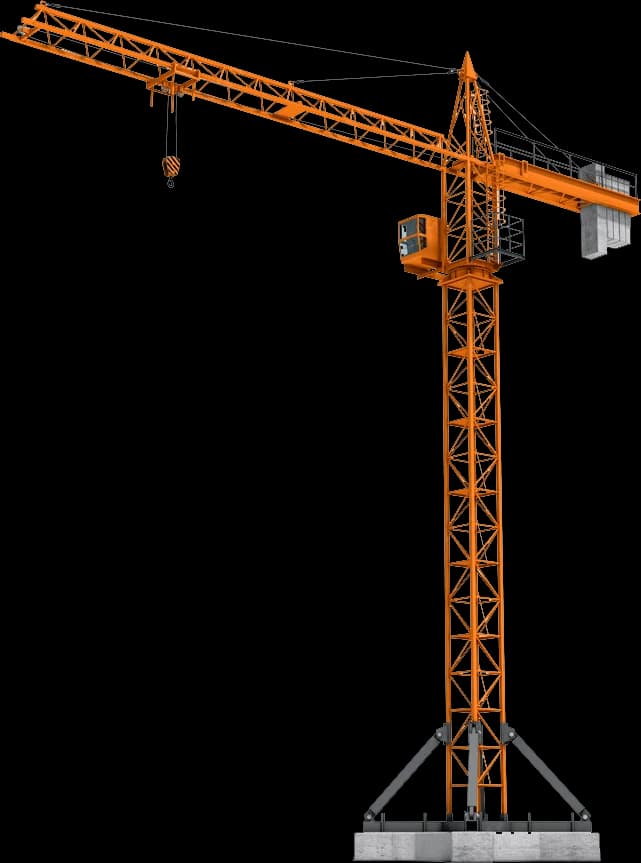 Heavy structural steel erection crane on construction site