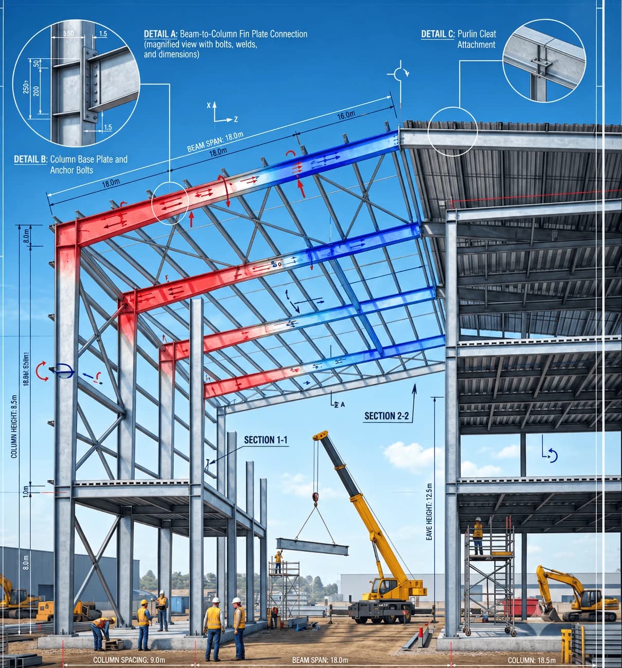 Steel Trusses and Precision Beam Connections