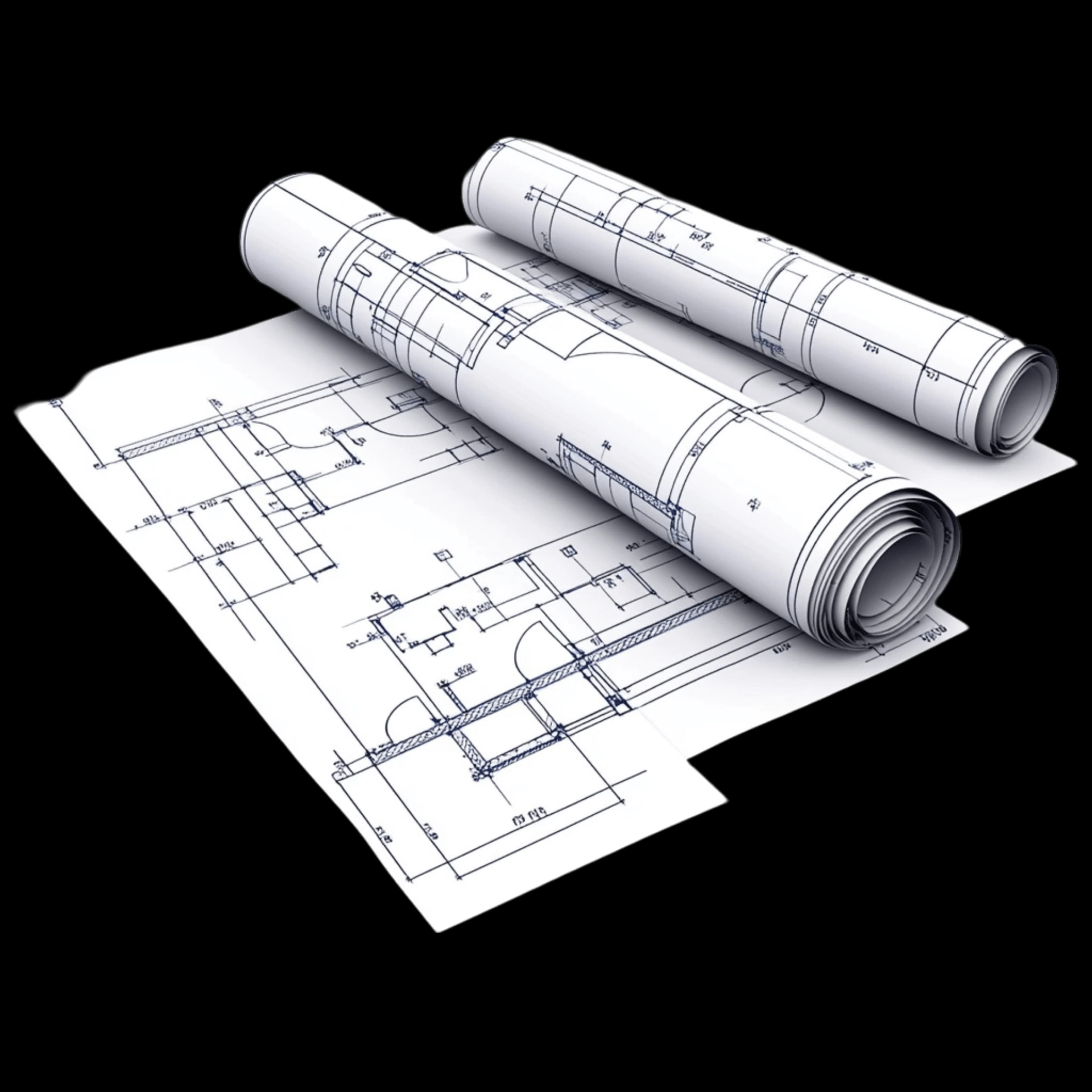 Architectural blueprint designs and structural civil plans