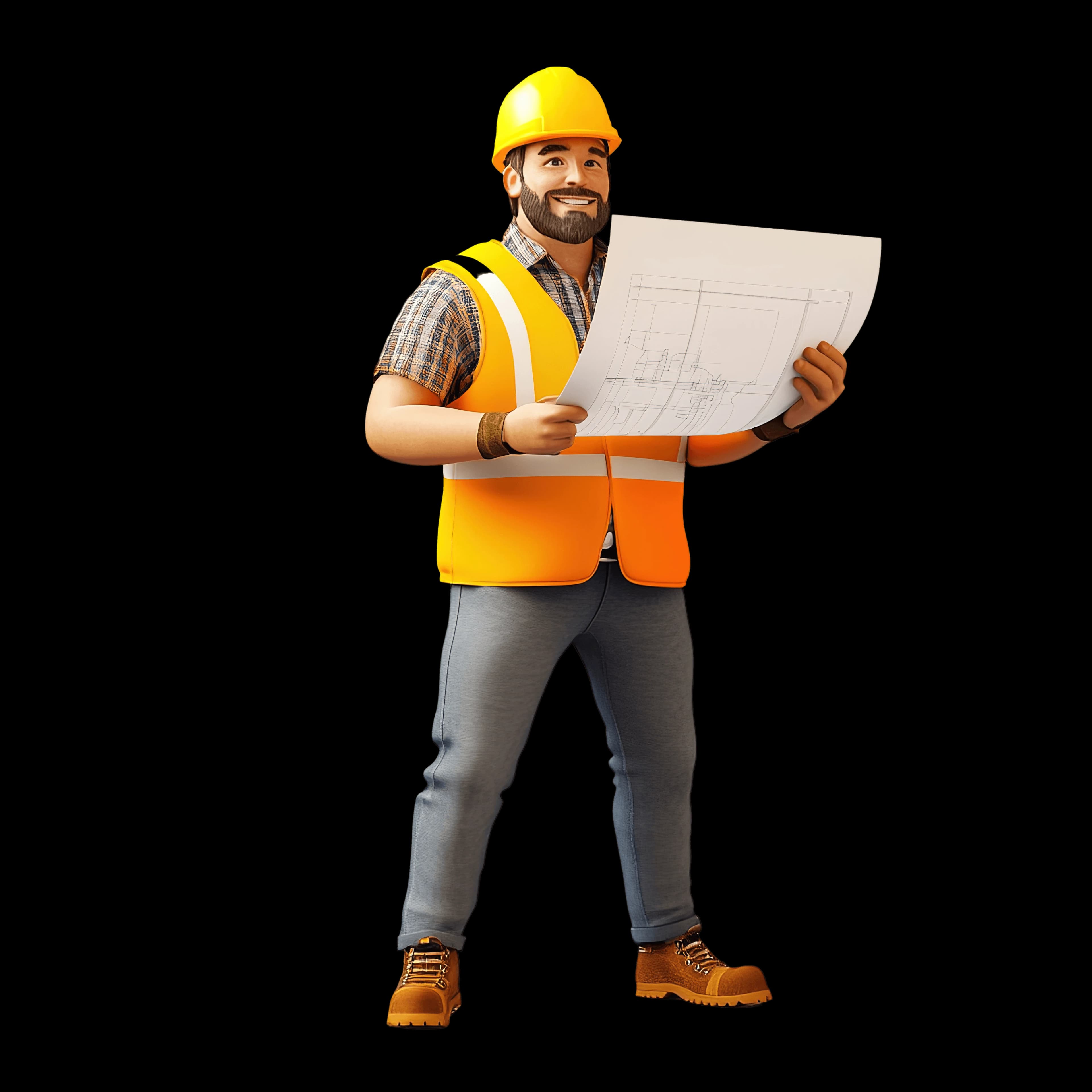 Sarvilinga senior structural engineer reviewing blueprint specifications